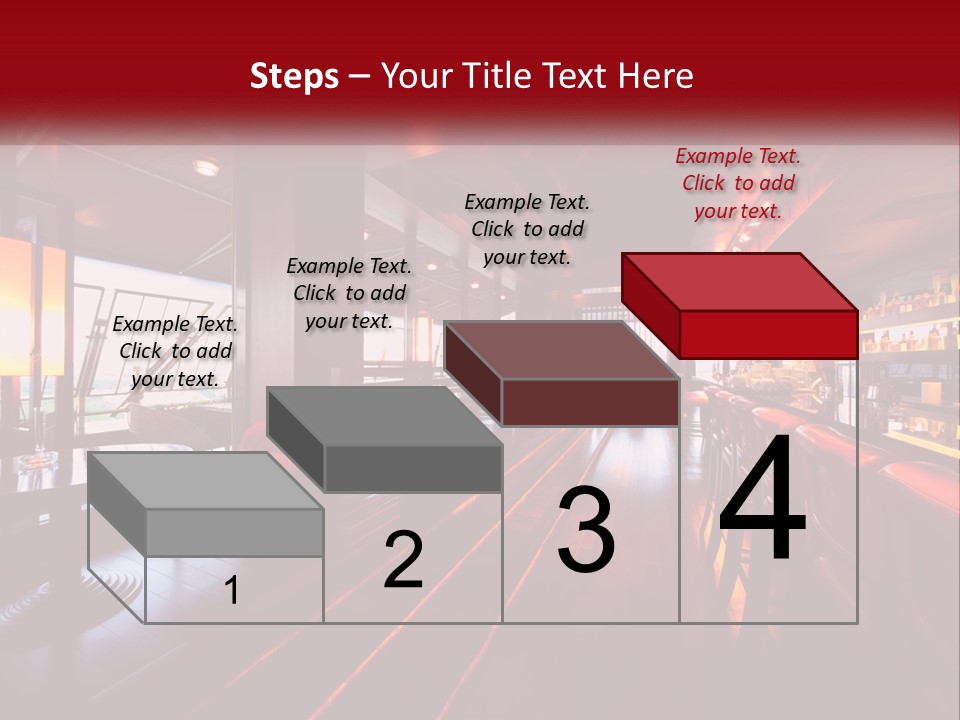 A Bar With Red Chairs And A Bar Counter PowerPoint Template