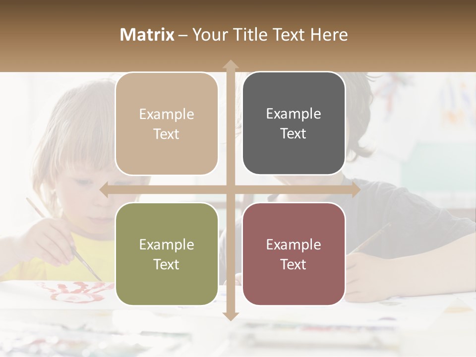 Two Children Sitting At A Table With Paper And Paint PowerPoint Template