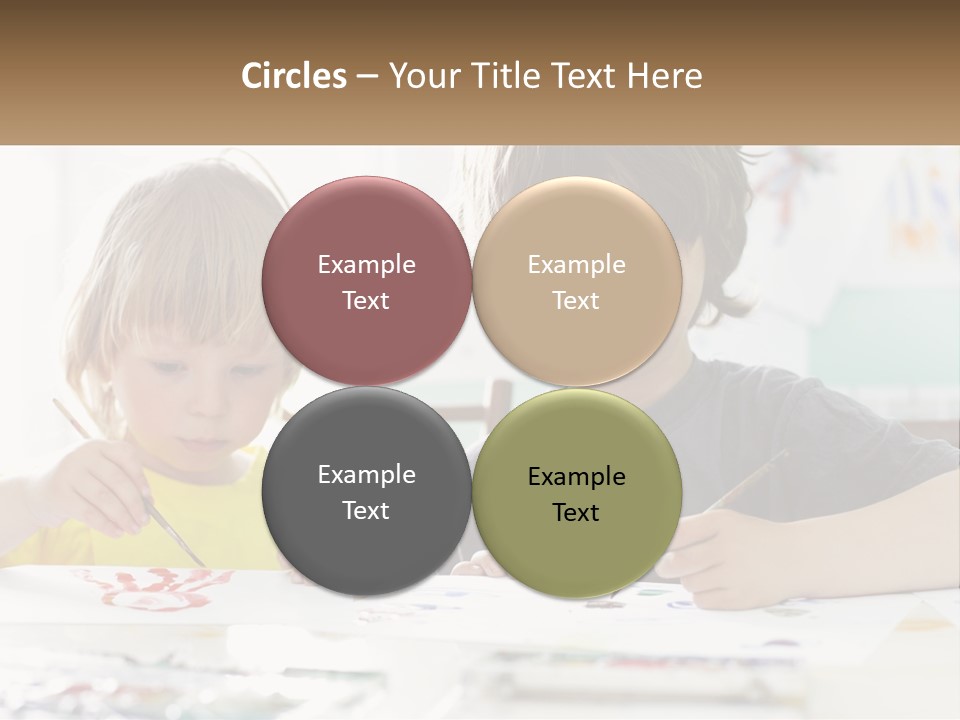 Two Children Sitting At A Table With Paper And Paint PowerPoint Template