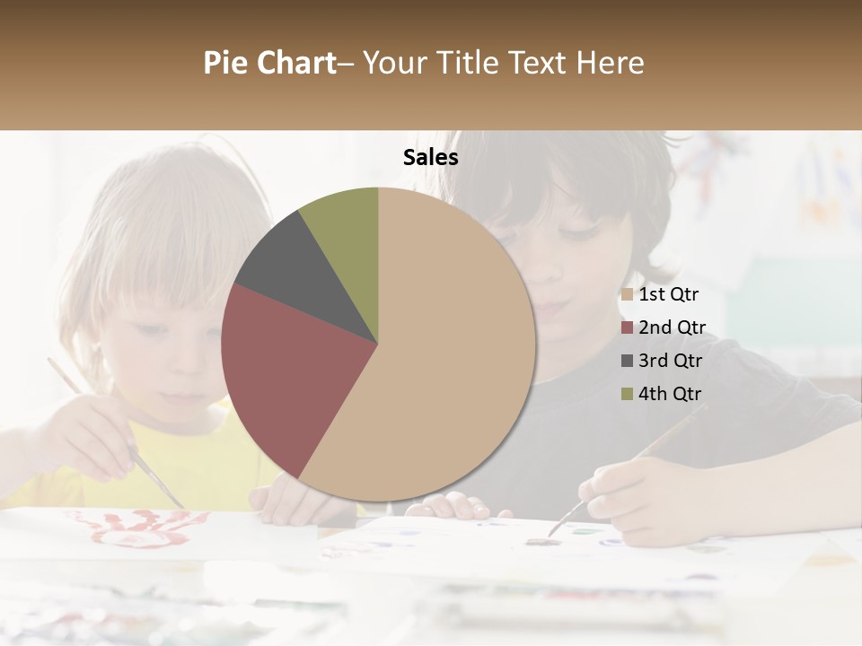 Two Children Sitting At A Table With Paper And Paint PowerPoint Template