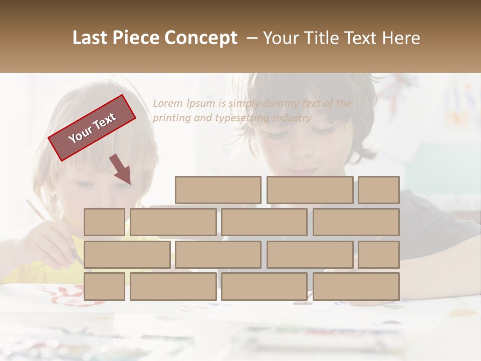 Two Children Sitting At A Table With Paper And Paint PowerPoint Template