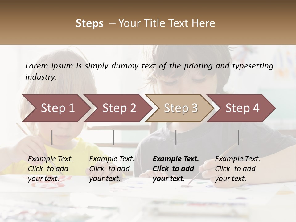 Two Children Sitting At A Table With Paper And Paint PowerPoint Template