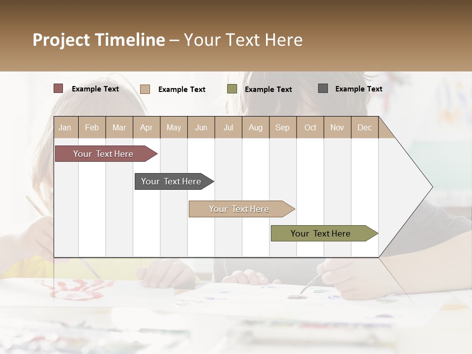 Two Children Sitting At A Table With Paper And Paint PowerPoint Template
