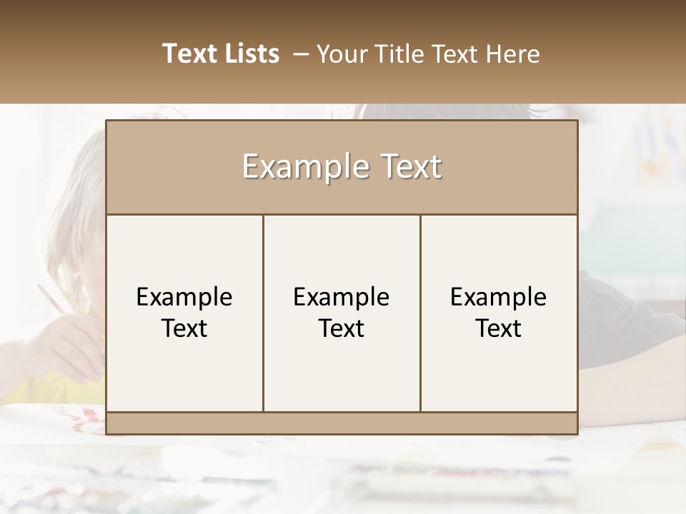 Two Children Sitting At A Table With Paper And Paint PowerPoint Template