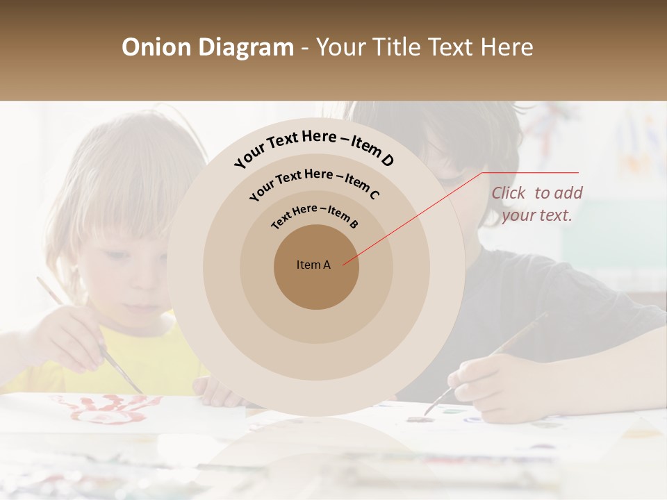 Two Children Sitting At A Table With Paper And Paint PowerPoint Template