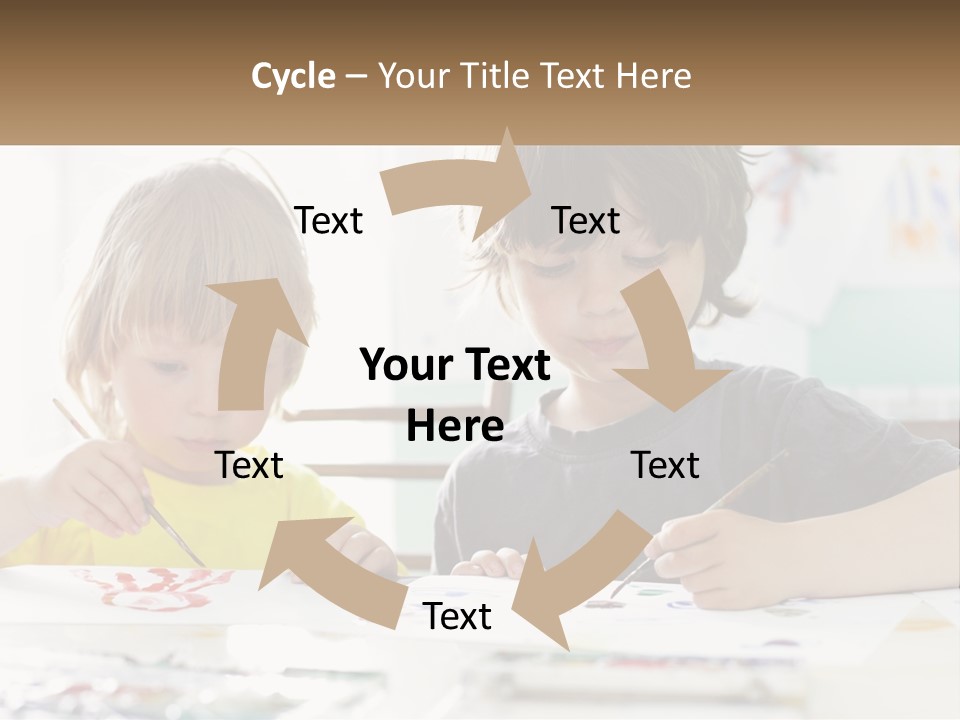 Two Children Sitting At A Table With Paper And Paint PowerPoint Template