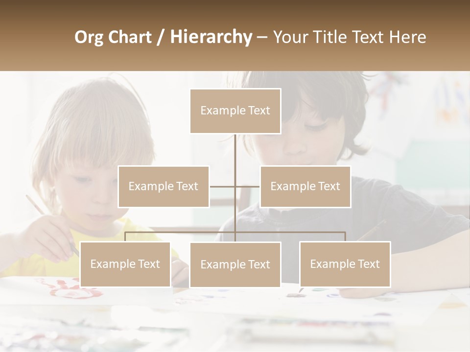 Two Children Sitting At A Table With Paper And Paint PowerPoint Template