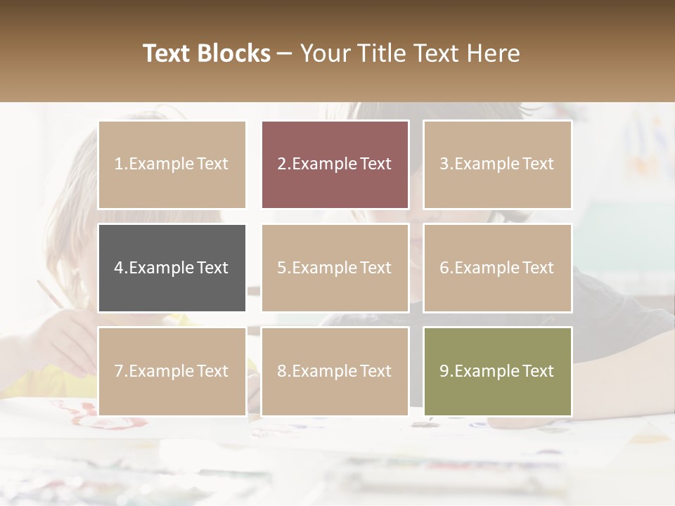 Two Children Sitting At A Table With Paper And Paint PowerPoint Template