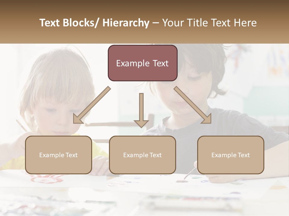 Two Children Sitting At A Table With Paper And Paint PowerPoint Template