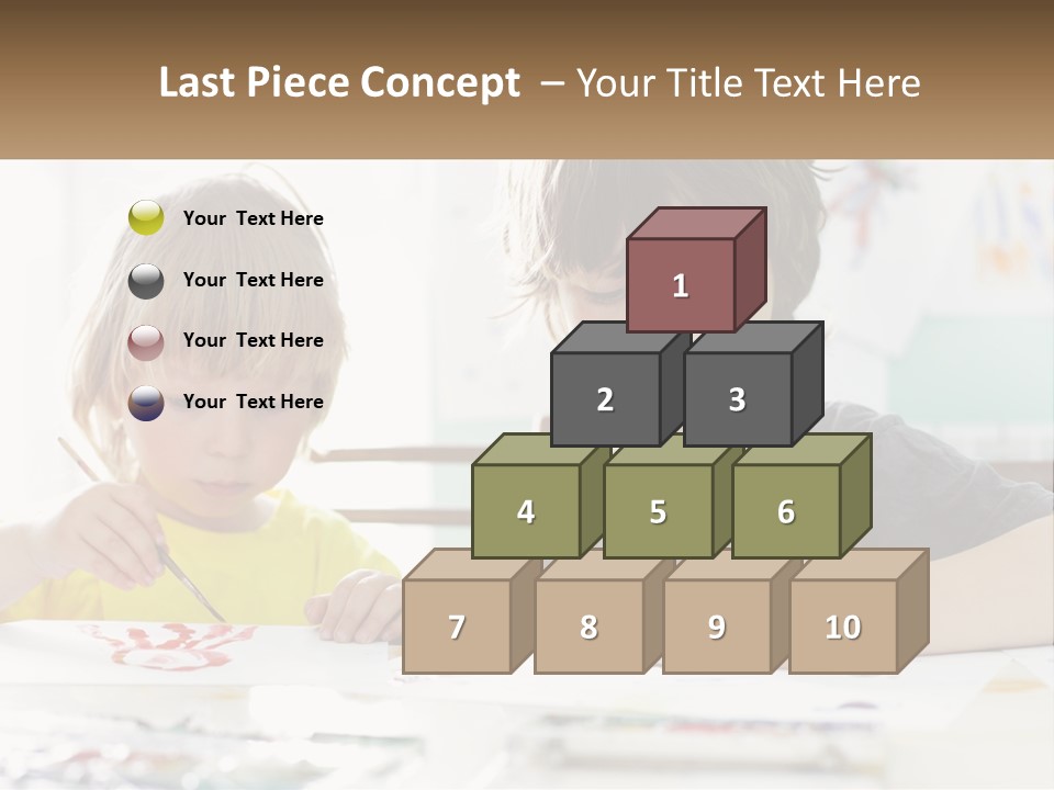 Two Children Sitting At A Table With Paper And Paint PowerPoint Template