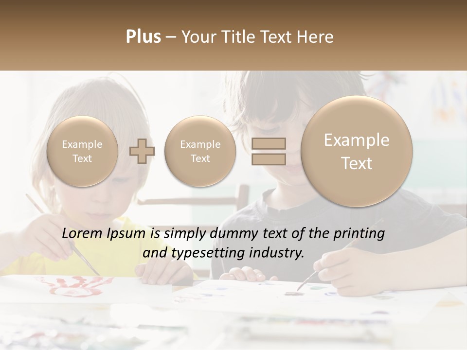 Two Children Sitting At A Table With Paper And Paint PowerPoint Template