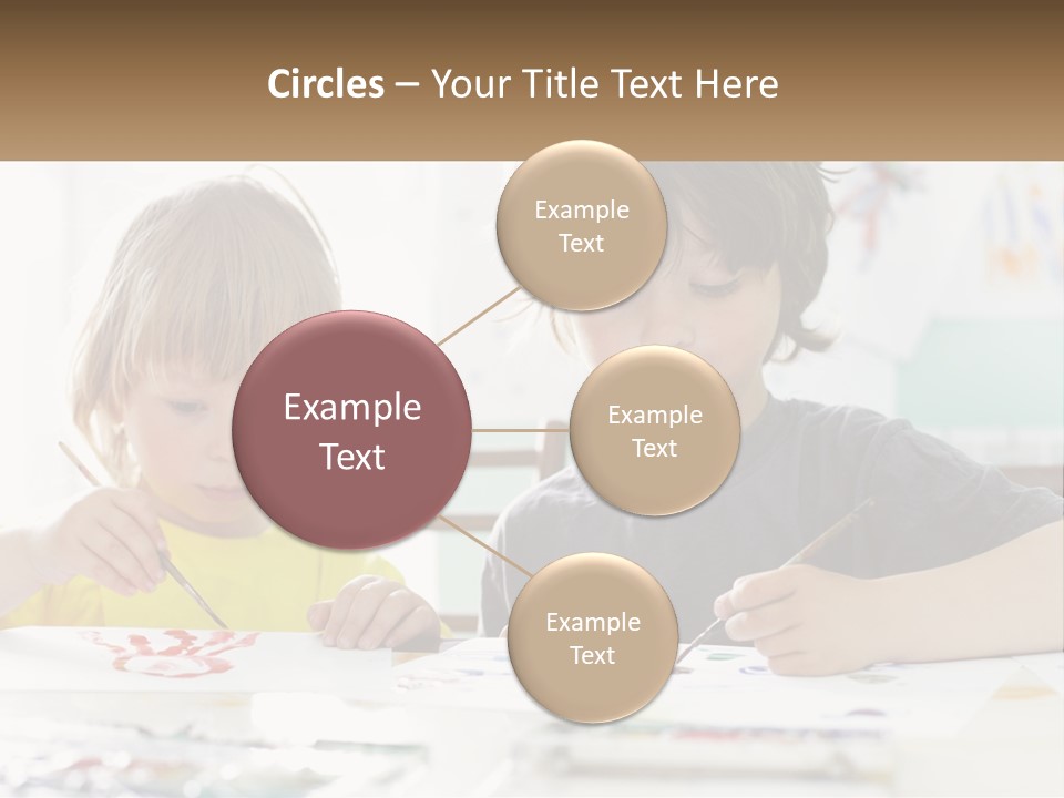 Two Children Sitting At A Table With Paper And Paint PowerPoint Template