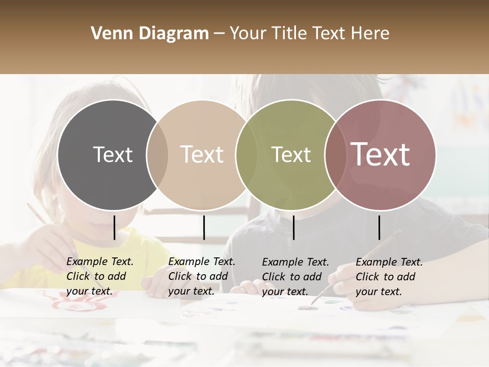 Two Children Sitting At A Table With Paper And Paint PowerPoint Template