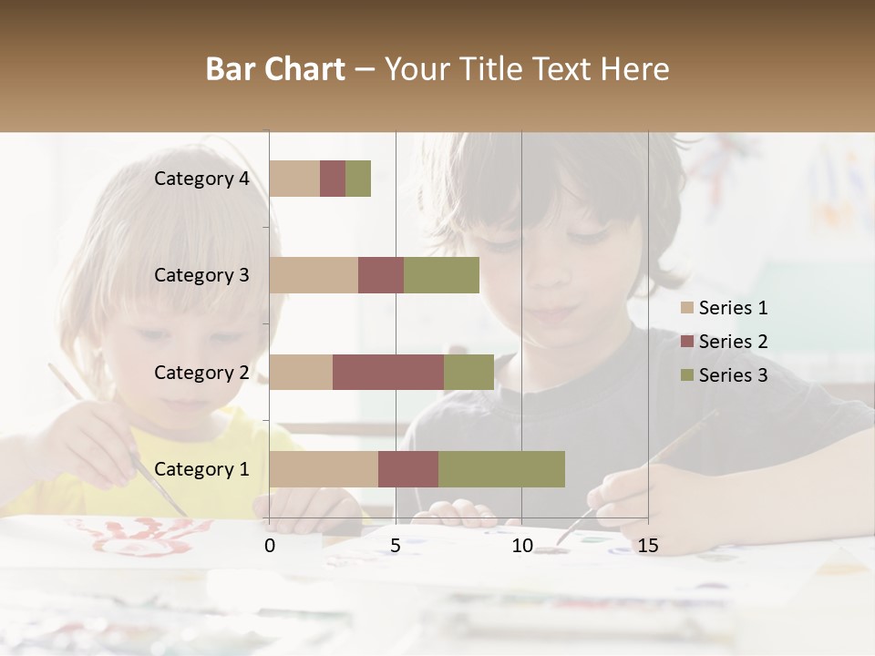 Two Children Sitting At A Table With Paper And Paint PowerPoint Template
