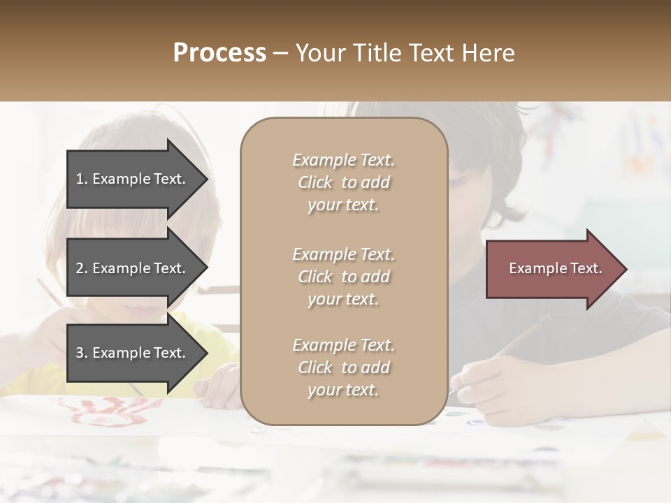 Two Children Sitting At A Table With Paper And Paint PowerPoint Template