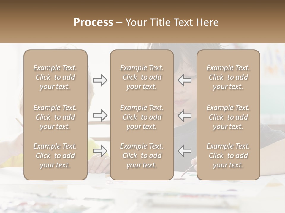 Two Children Sitting At A Table With Paper And Paint PowerPoint Template