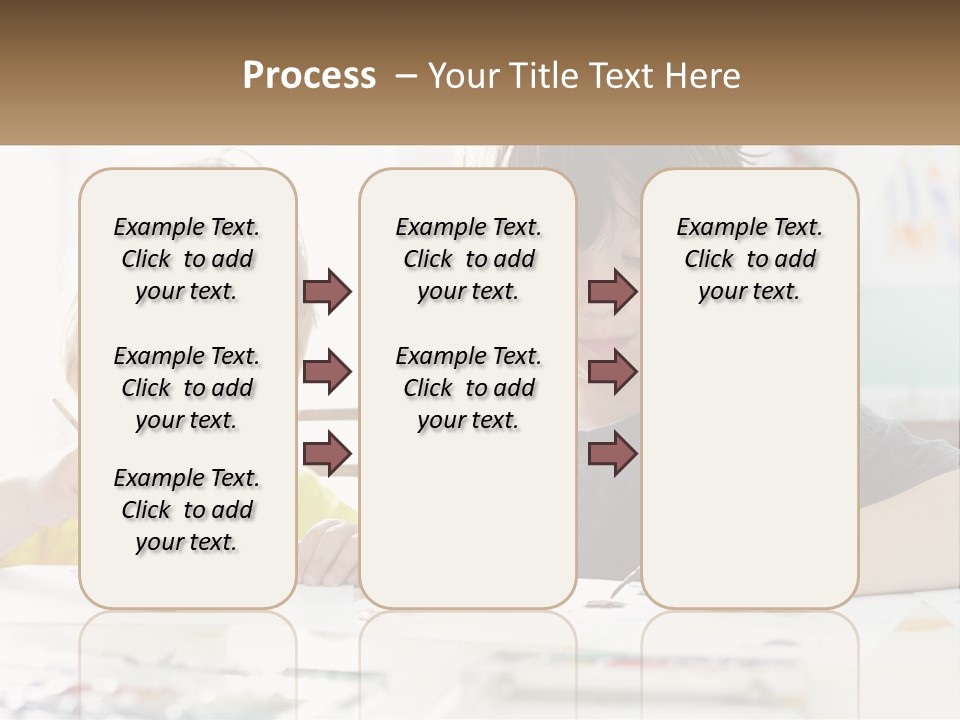 Two Children Sitting At A Table With Paper And Paint PowerPoint Template