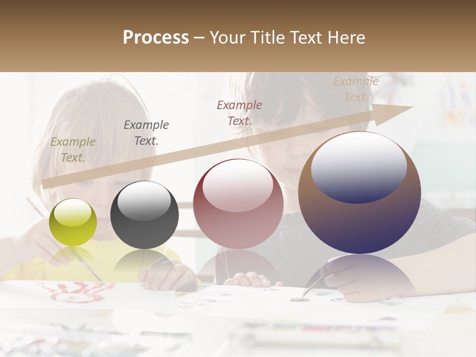 Two Children Sitting At A Table With Paper And Paint PowerPoint Template