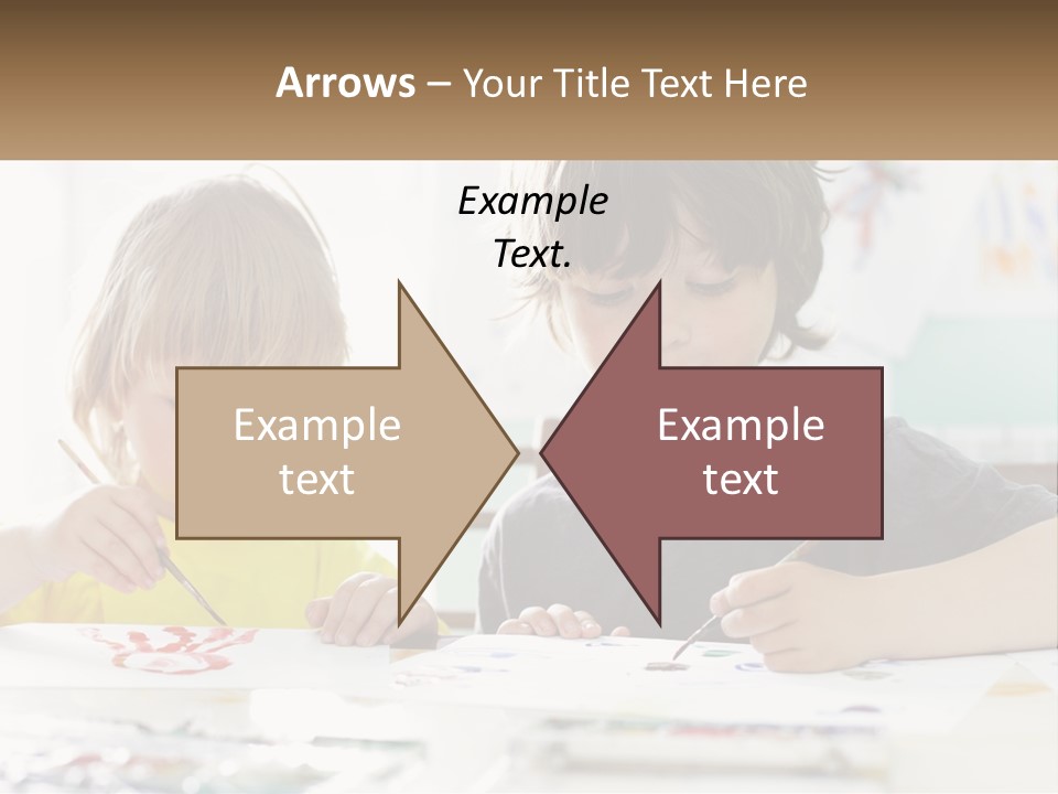 Two Children Sitting At A Table With Paper And Paint PowerPoint Template