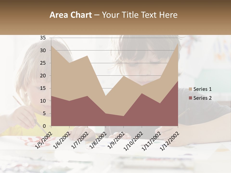 Two Children Sitting At A Table With Paper And Paint PowerPoint Template
