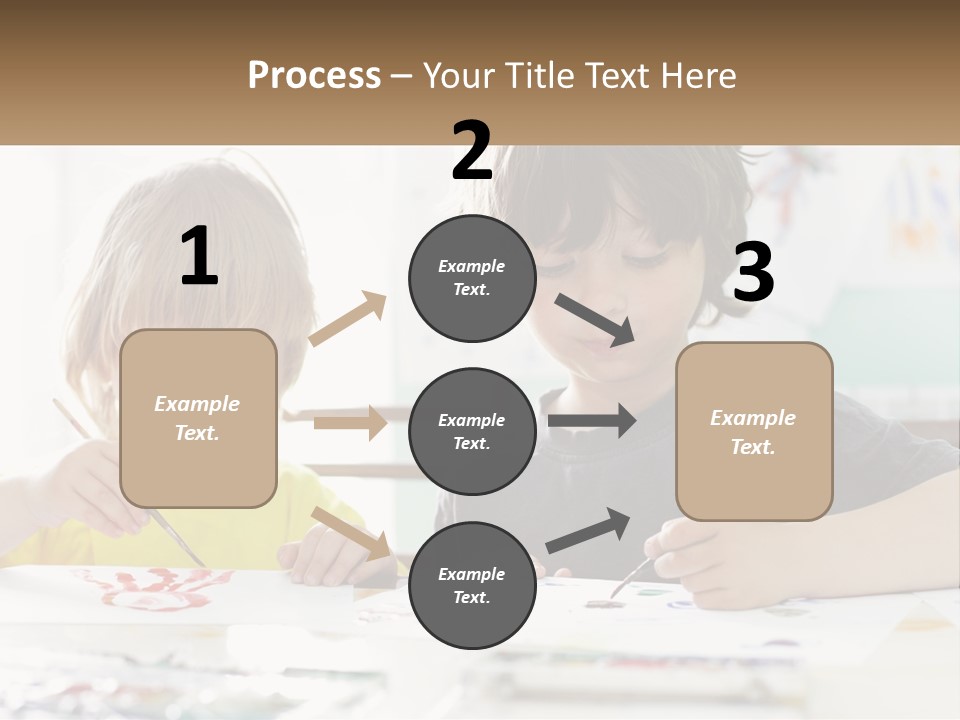 Two Children Sitting At A Table With Paper And Paint PowerPoint Template