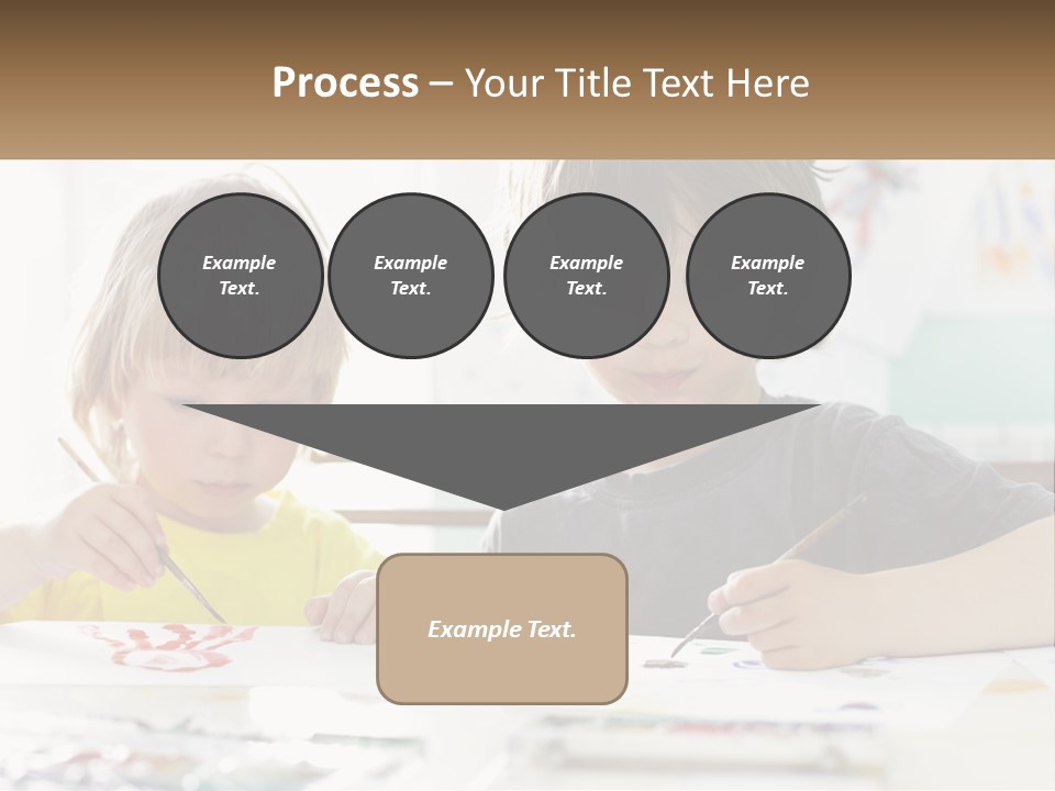 Two Children Sitting At A Table With Paper And Paint PowerPoint Template