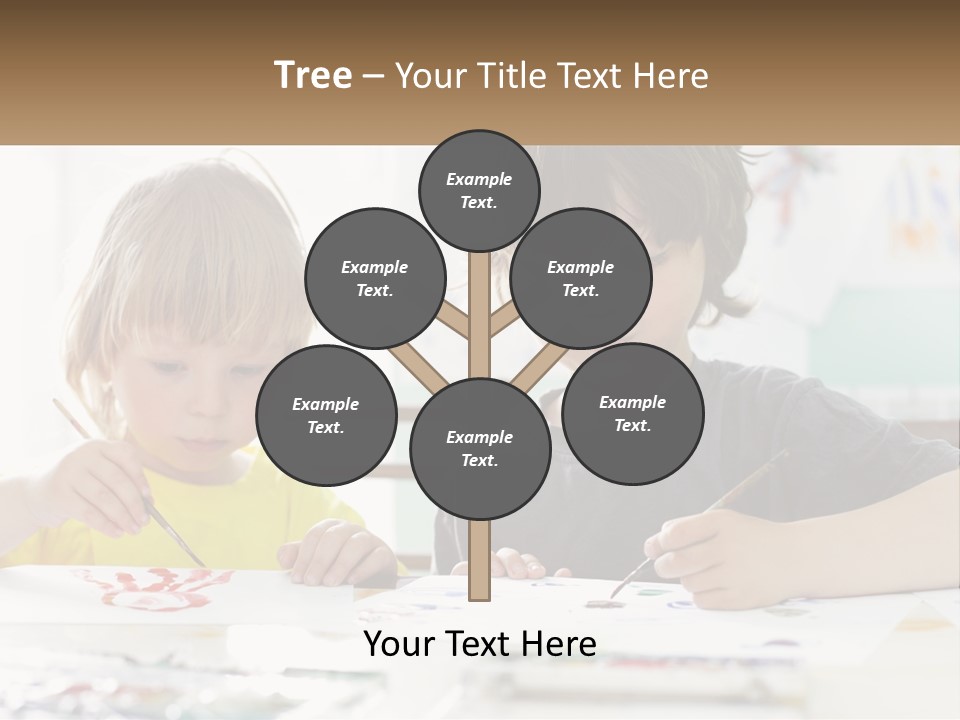 Two Children Sitting At A Table With Paper And Paint PowerPoint Template