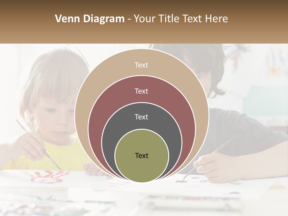 Two Children Sitting At A Table With Paper And Paint PowerPoint Template