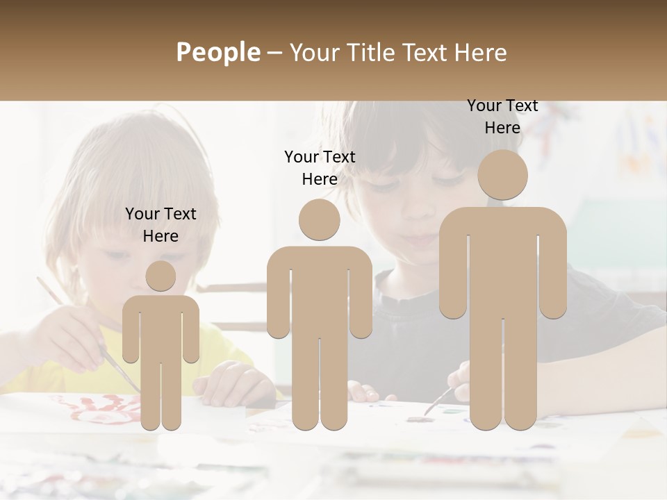 Two Children Sitting At A Table With Paper And Paint PowerPoint Template