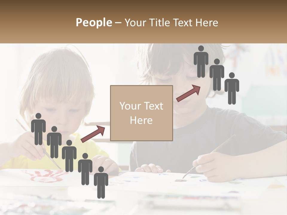 Two Children Sitting At A Table With Paper And Paint PowerPoint Template
