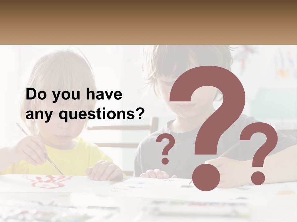 Two Children Sitting At A Table With Paper And Paint PowerPoint Template