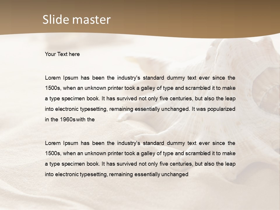 A Sea Shell On A Sandy Beach Powerpoint Template PowerPoint Template