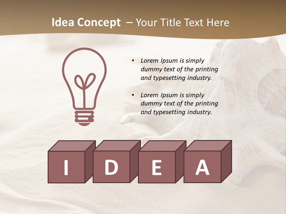 A Sea Shell On A Sandy Beach Powerpoint Template PowerPoint Template