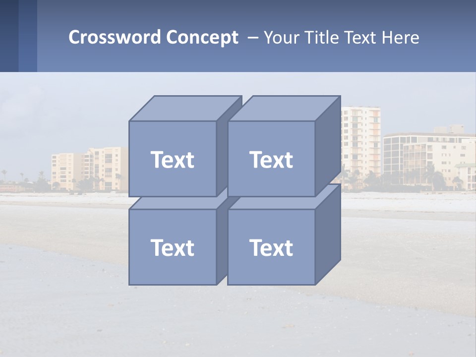 A Sandy Beach With Buildings In The Background PowerPoint Template