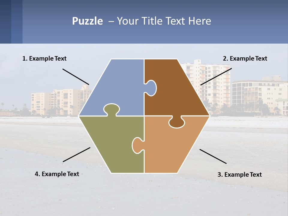 A Sandy Beach With Buildings In The Background PowerPoint Template