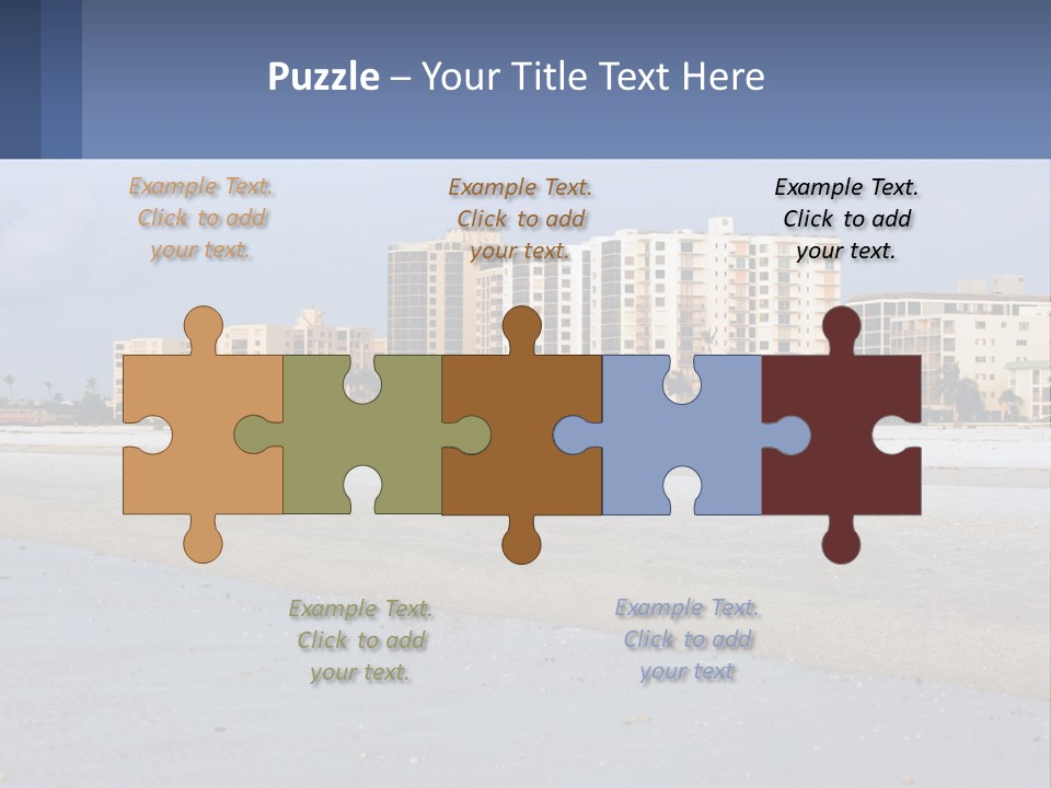 A Sandy Beach With Buildings In The Background PowerPoint Template