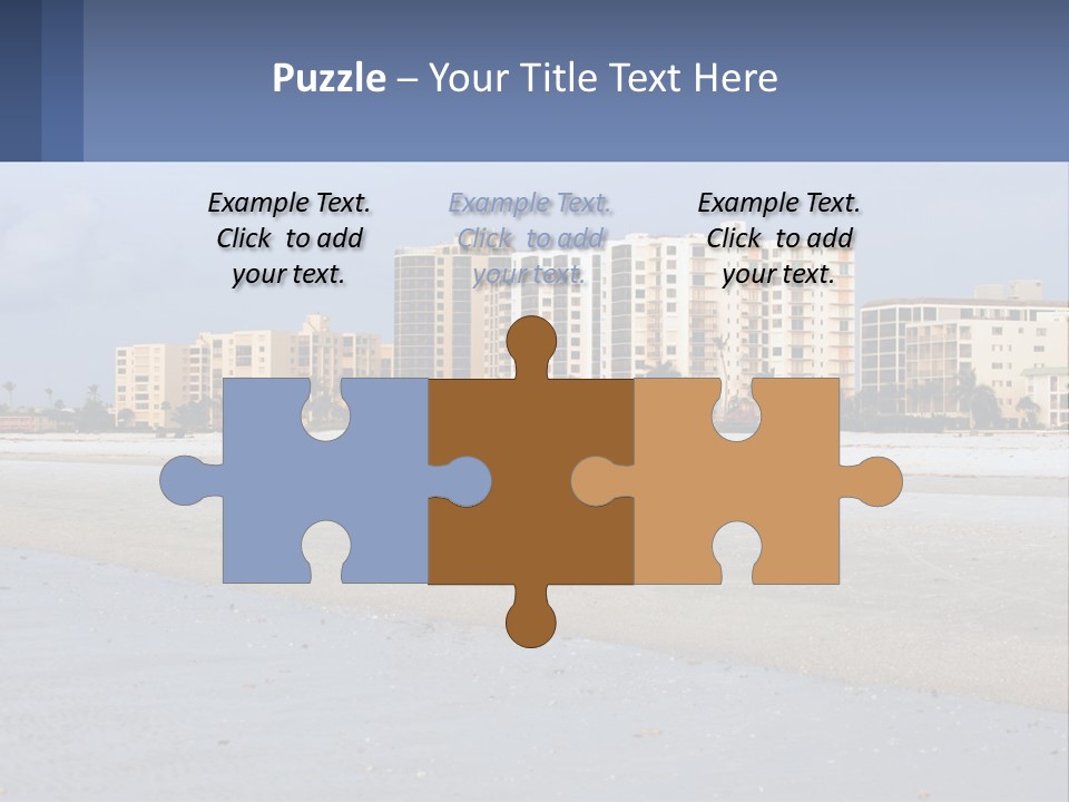 A Sandy Beach With Buildings In The Background PowerPoint Template