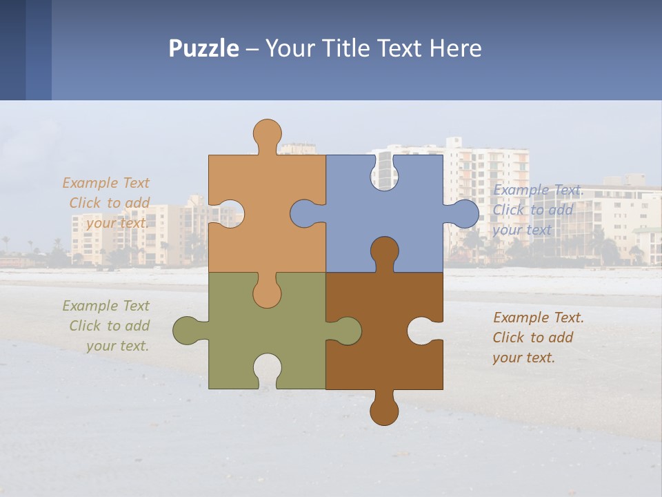 A Sandy Beach With Buildings In The Background PowerPoint Template