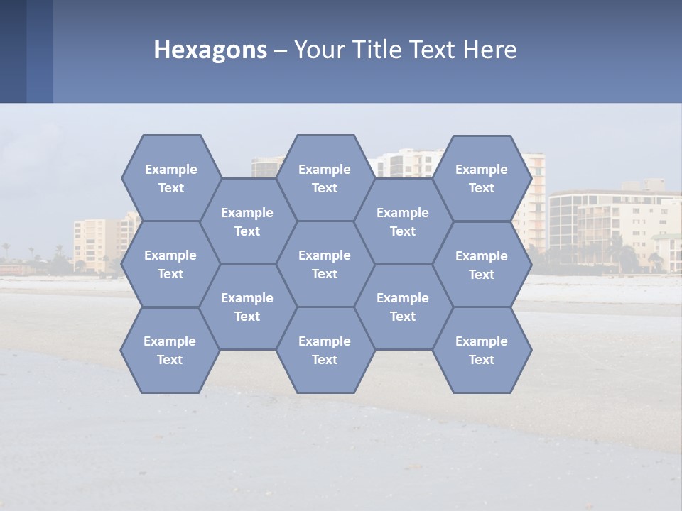 A Sandy Beach With Buildings In The Background PowerPoint Template