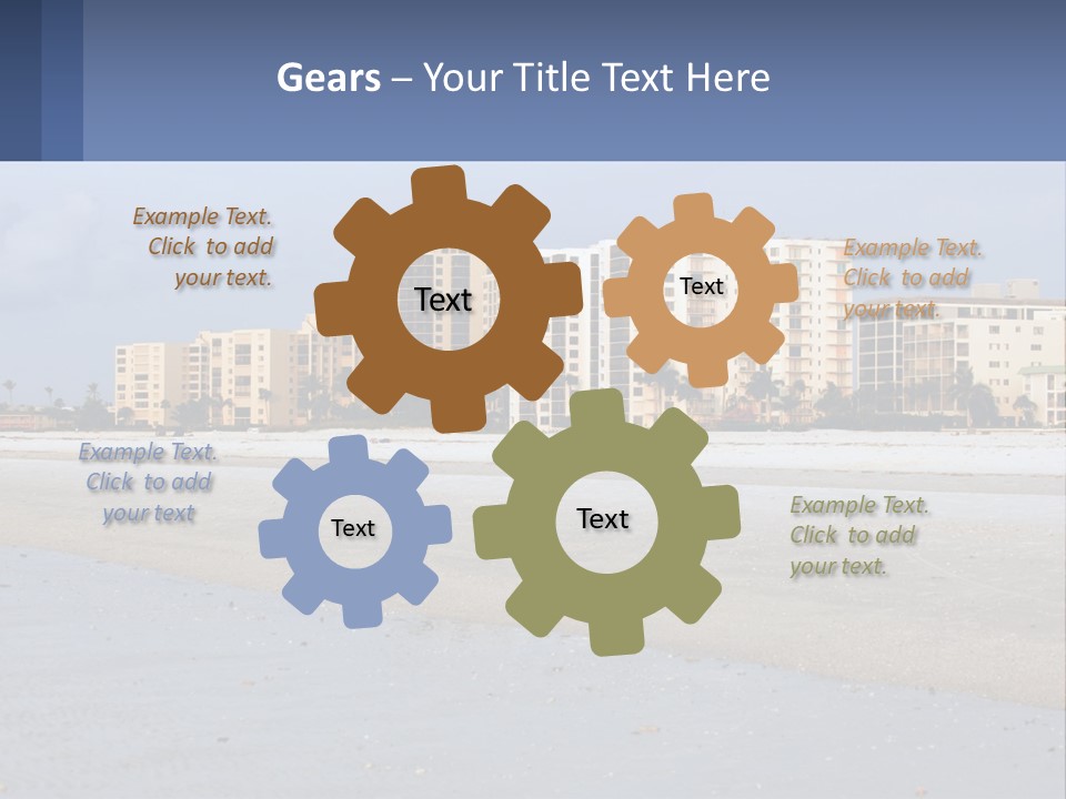 A Sandy Beach With Buildings In The Background PowerPoint Template