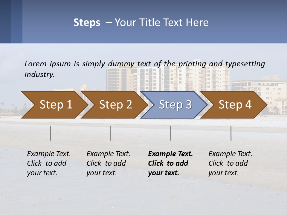 A Sandy Beach With Buildings In The Background PowerPoint Template