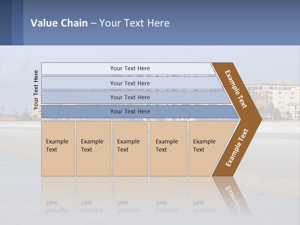 A Sandy Beach With Buildings In The Background PowerPoint Template
