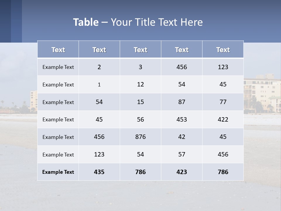 A Sandy Beach With Buildings In The Background PowerPoint Template