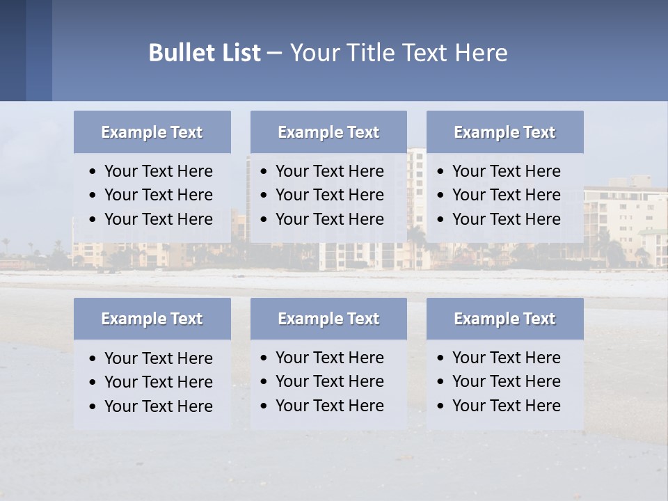 A Sandy Beach With Buildings In The Background PowerPoint Template