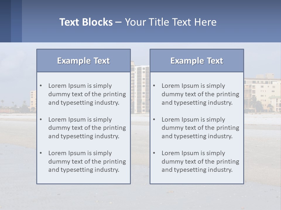 A Sandy Beach With Buildings In The Background PowerPoint Template