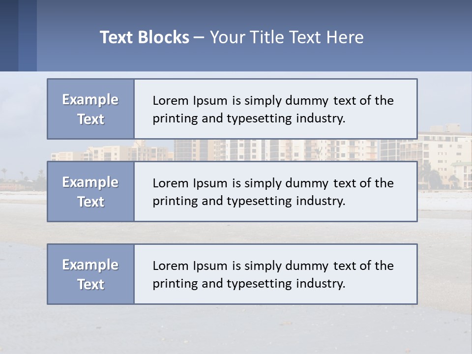 A Sandy Beach With Buildings In The Background PowerPoint Template