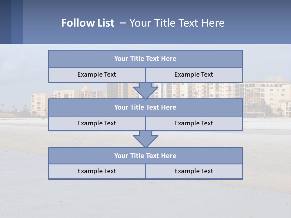 A Sandy Beach With Buildings In The Background PowerPoint Template