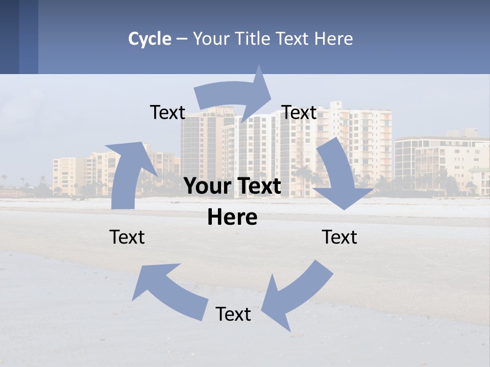 A Sandy Beach With Buildings In The Background PowerPoint Template