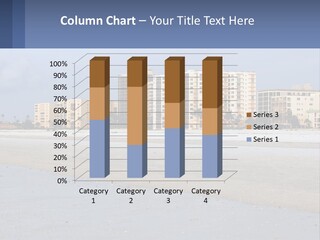 A Sandy Beach With Buildings In The Background PowerPoint Template