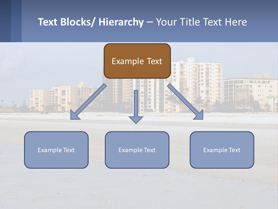 A Sandy Beach With Buildings In The Background PowerPoint Template